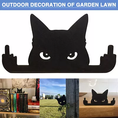 Black Peeping Cat Statues Funny Yard Art Decorative Outdoor Lawn Ornament Garden • $13.99