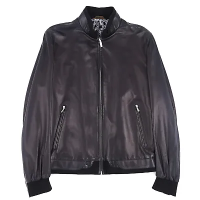 Zilli Black Lambskin Leather Jacket With Crocodile Details M (Eu 50) NWT • $4495