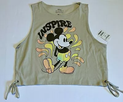 NWT Disney Mickey Mouse Sleeveless Crop Top Juniors L(11-13) Tan Pastel Inspire • $12.99