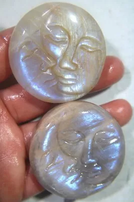 2pcs 2x2inch Sun And Moon Carved Natural Sun And Moon Crystal Healing Gift • $13.38