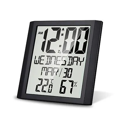 Digital Wall Clock With Temperature & Humidity 8.6'' Large Display Hygrometer AU • $34.30