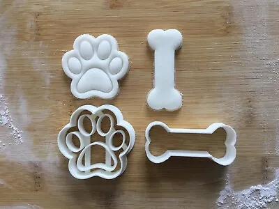 Paw And Dog Bone Cutter Ideal For Dog Treats Set Of 2 Biscuit PastryBaking • £3.35