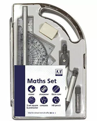 £4.49 • Buy 10 Pcs MATHS GEOMETRY SET Compact Compass Ruler Protractor Sharpener School Exam