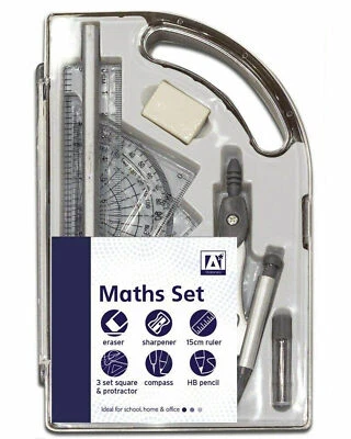 £4.49 • Buy 10 Pcs MATHS GEOMETRY SET Compact Compass Ruler Protractor Sharpener School Exam