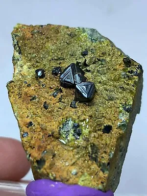 Magnetite Triangular Crystals With Record And Epidot On Matrix  • $45