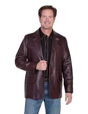 Scully Western Jacket Mens Leather Blazer Ostrich Trim Pockets F0_650 • $749.95