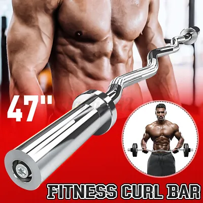 $53.89 • Buy Bending EZ Curl Bar Weight Lifting Barbell 47  200Lb Gym Fitness Chrome Steel US