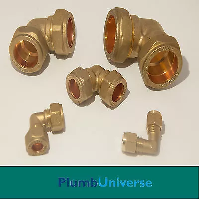 £2.99 • Buy BRASS Elbow Compression -6mm - 8mm - 10mm - 15mm - 22mm  - 28mm - Plumbing