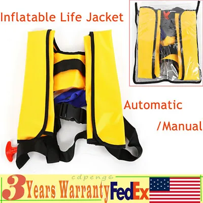 $42 • Buy Auto Inflatable Life Jacket Pfd Adult Fishing Vest Water Swimming Survival Kayak
