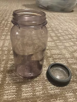 Antique Light Purple Glass Ball Mason Jar W/Lid Bubbles In Glass Very Old • $18.78