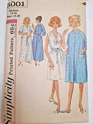 Nightgown Robe MuuMuu Housedress M 14 16 Simplicity 5001 Sewing Pattern Cut VTG • $17.24