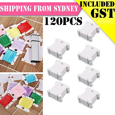 120pcs Plastic Embroidery Floss Craft Thread Bobbin Cross Stitch Storage Holder • $6.95