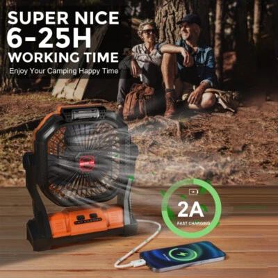 $67.99 • Buy Portable Camping Hook Fan LED Light USB Rechargeable Outdoor Tent Lamp Lantern