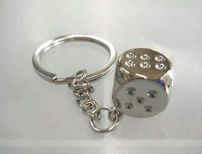 £3 • Buy Chrome Metal Lucky Dice Keyring Gift Boxed BRAND NEW