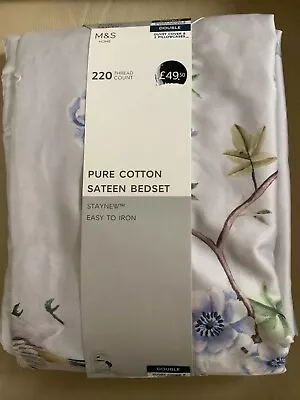 M&S Pure Cotton Sateen Duvet Set.  Double. • £29