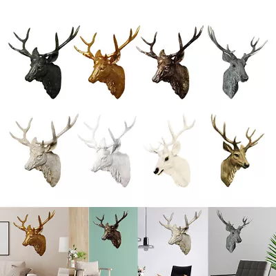 3D Deer Head Stag Antlers Wall Mount Art Sculpture Ornament Office Decor • £48.65