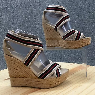 Mia Heels Womens 7 M Ravishing Espadrille Wedge Strappy Brown Fabric OpenToe NEW • $16.10