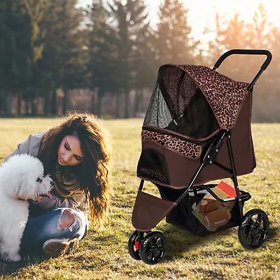 Dog Cat Stroller Cage Walk Travel Carriage Folding Carrier 3 Wheels Pet Supply • $59.99