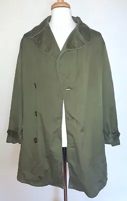 Vintage 1955 US Military Double Breasted Cotton Overcoat Trench Coat OG 107 MED • $40