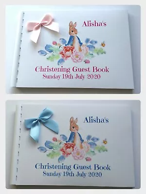 £9.95 • Buy PERSONALISED PETER RABBIT CHRISTENING  BAPTISM 1st BIRTHDAY GUEST BOOK  MEMORY