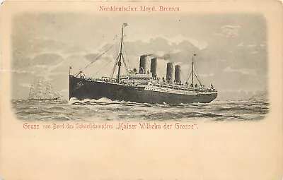 Vintage Postcard Gruss Von Bord Des Schnelldampfers Kaiser Wilhelm Der Grosse • $11.39