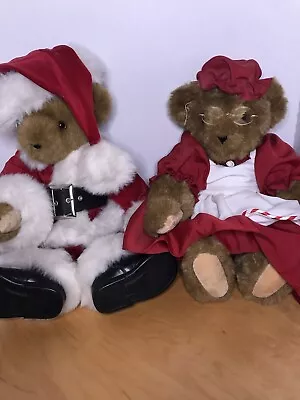 Vermont Teddy Bear Set Mr & Mrs Claus Fully Jointed Rare! • $75