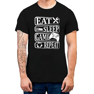 Eat Sleep Game Repeat Men's T-shirt Gamer Video Game Funny Gift T-shirt • £12.99