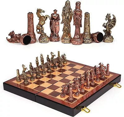 Vintage Figurine Metal Chess Set With Metal Chess Pieces Elegant Chess Game • $119.99