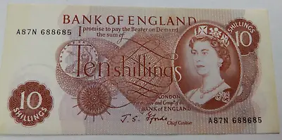 (6046g)  Gb Ten Shilling Bank Note Fforde Prefix A87n • £10