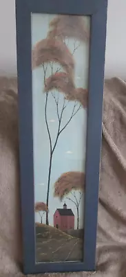 $42 • Buy WARREN KIMBLE Americana Folk Art FARMHOUSE TREES Framed Picture 29.5  X 8.25 