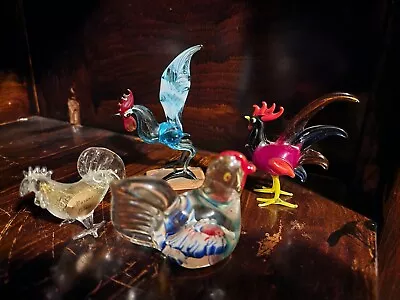 Murano Glass MINIATURE Handcrafted Unique Custom Designed Rooster Figurines - X4 • $245