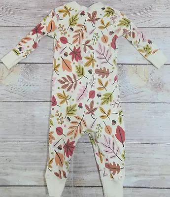 Hanna Andersson Fall Foliage One Piece Pajamas Infant 6-12 Month Leaves Colorful • $14.99