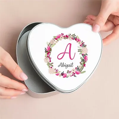 Personalised Floral Name Memory Tin Gift Box Bridesmaid Keepsake Gift For Her • £17.99