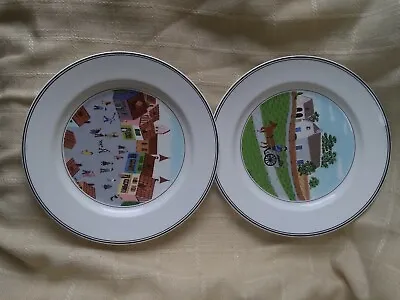 VILLEROY & BOCH 1748 VITRO-PORCELAINE DESIGN NAIF Salad Plates Lot Of 2. EC • $39.99