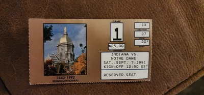 $14.95 • Buy 9/7/1991 Notre Dame Vs Indiana Game 1 Ticket Stub Jerome Bettis HOF 1st Start 🔥
