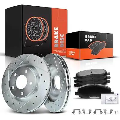 Drilled Brake Rotors & Brake Pads For Chrysler 200 2011-2014 Jeep Compass Front • $90.99