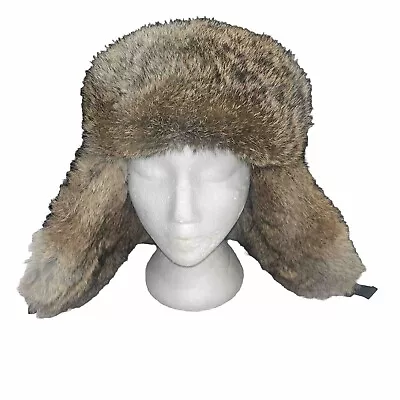 Alaskan Hardgear Duluth Trading Rabbit  Fur Trapper Hat Black Size L • $34.99