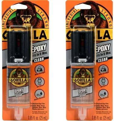 Gorilla 2 Part Epoxy 5 Minute Set .85 Ounce Syringe Clear (Pack Of 2) • $12.45