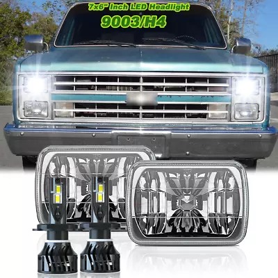 For Chevrolet C10 C20 C30 1981-1986 Pair 7x6  5x7 LED Headlights Hi/Lo Lamps DRL • $139.99