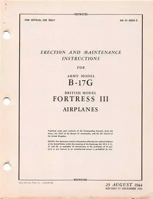 1944 Aaf B-17g Flying Fortress Erection Maintenance Manual Flight Handbook-cd • $49.99