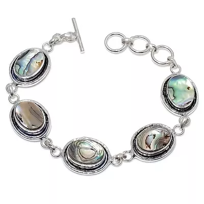 Abalone Shell Gemstone Handmade 925 Sterling Silver Jewelry Bracelet Sz 7-8  • $9.99
