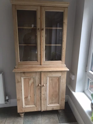 £82 • Buy Rustic Antique Pine  Farmhouse Kitchen Cupboard/dresser Glazed Top.