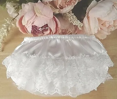 Baby Satin Lace Frilly Pants Knickers Girl Ivory Pink Christening 0 6 12m • £4.99