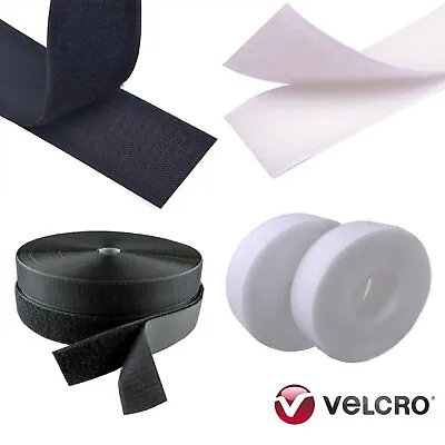 VELCRO® SEW ON Hook & Loop Sewing/Stitch-On Fabric Tape Strips Black/White 20mm • £1.80