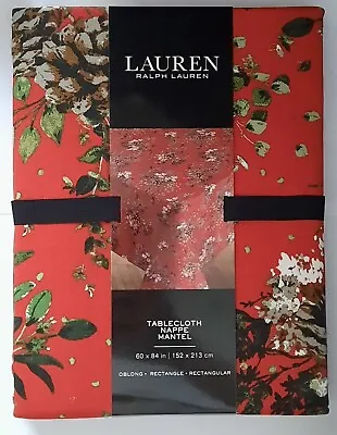 Ralph Lauren Red Tablecloth 60 X 84  Floral Pinecones Festive BNWT  • £23