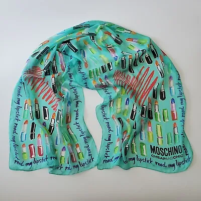 Moschino Cheap And Chic Scarf Silk Chiffon Read My Lipstick Graphic Rectangular • $79.79