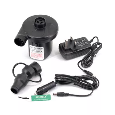 DUAL AC+DC Mains Electric Air Pump Camping Pump Inflator 240V 3 Pin UK Plug • £13.18