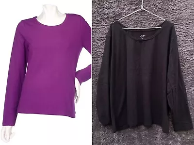 Motto Essentials Long Sleeve Open Crewneck Knit Top 3X Black EUC A203506 • $13