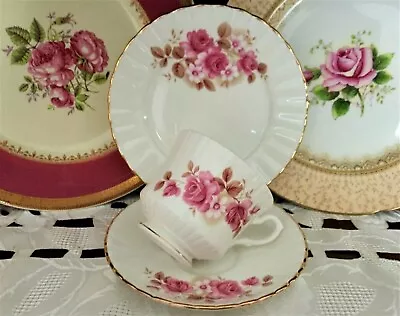 Vintage Salisbury Bone China Made In England Pink Rose Pattern Trio C1946+ • $35