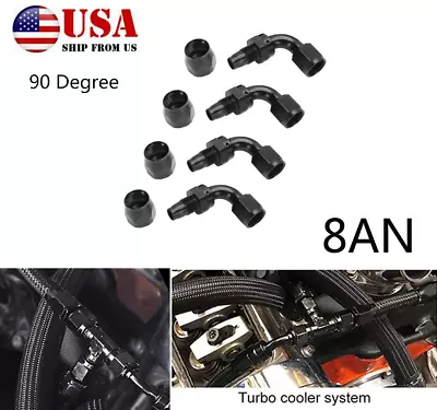 4X Aluminum AN8 8AN Swivel Oil Fuel Line Hose End Fitting Adapter 90 Degree USA • $31.29